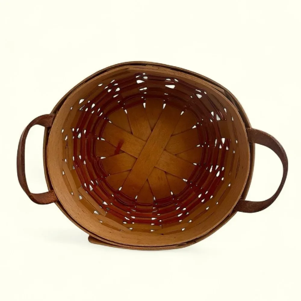 Longaberger Vintage Basket of Love Leather Handles Signed 1995